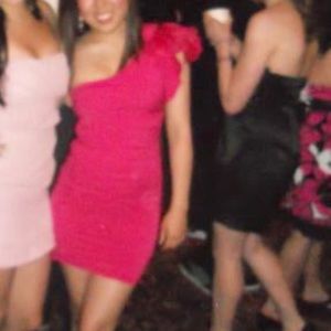 Bebe One Shoulder Bodycon Dress (Pink)